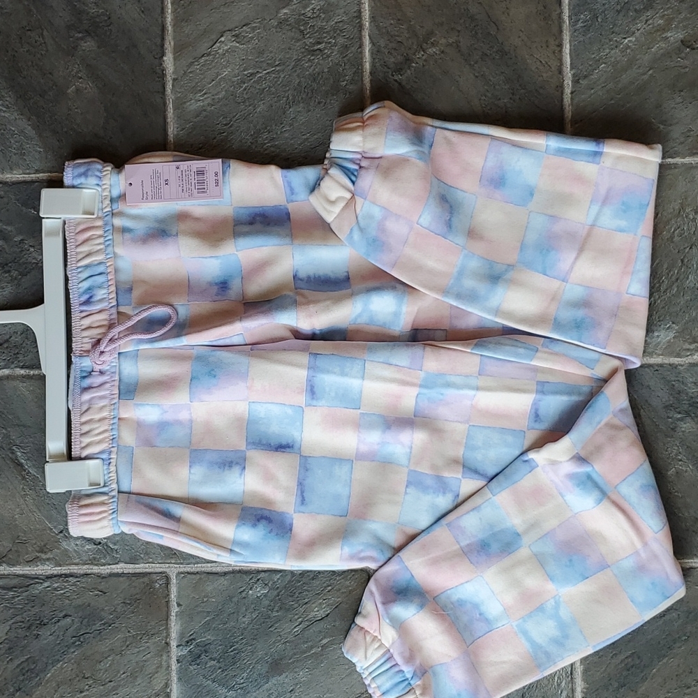 New Wild Fable Pink Blue Check Responsible Style Sweatpants